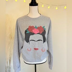 Gildan Heavy Blend Gray Frida Kahlo Sweatshirt